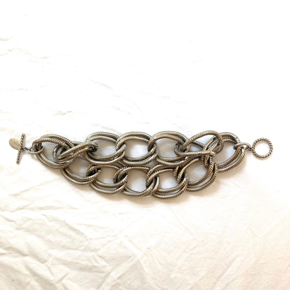 bracelet toggle thick chain silver WHITE HOUSE BLACK MARKET statement pristine - Picture 10 of 11